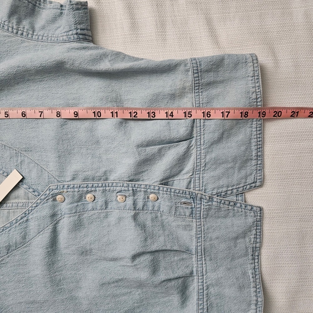 Madewell Light Wash Chambray Button Front Top - Picture 8 of 9